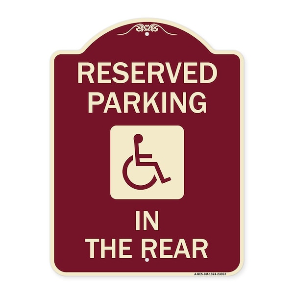 Signmission Reserved Parking in Rear W/ Graphic Heavy-Gauge Aluminum Sign, 24" x 18", BU-1824-23067 A-DES-BU-1824-23067 - main